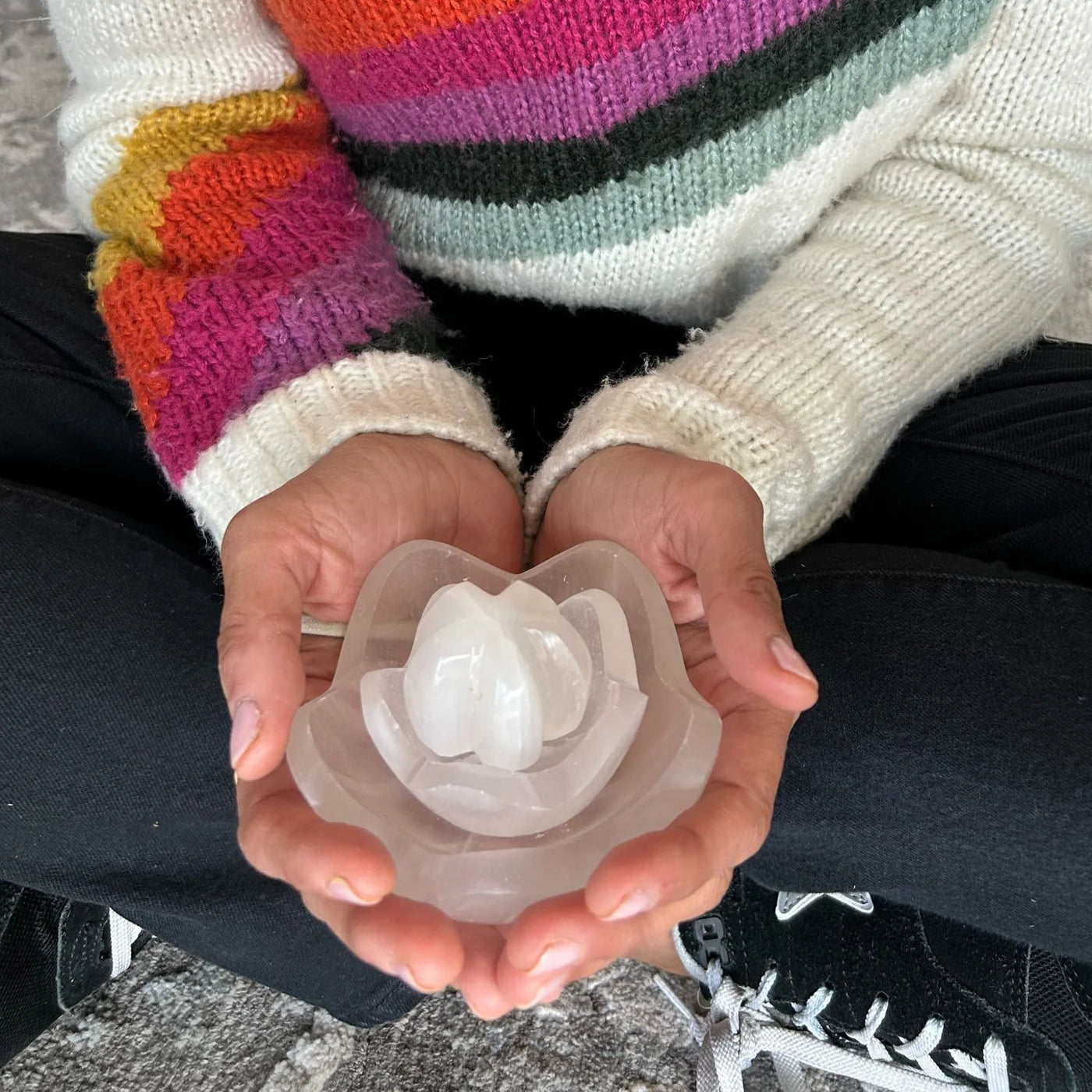 Selenite Flower Nesting Bowls