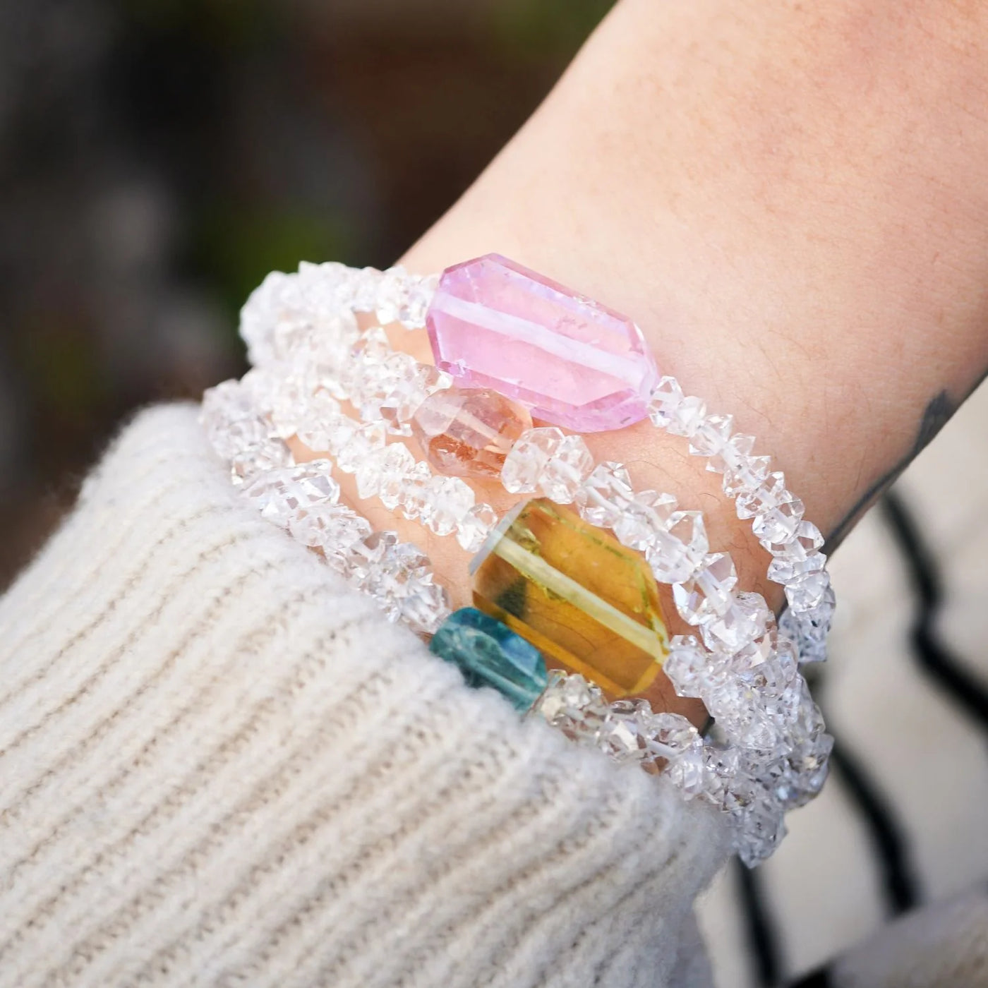 Topaz & Herkimer Diamond Bracelet