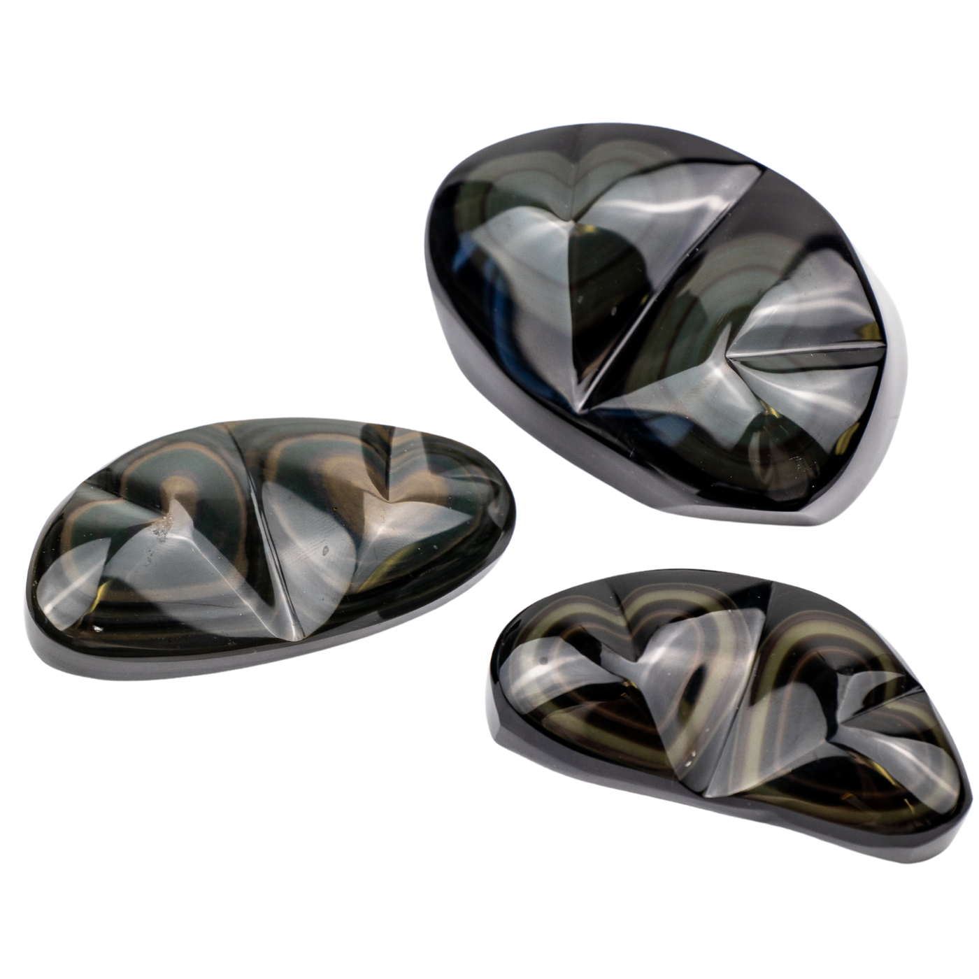 Double Rainbow Obsidian Heart